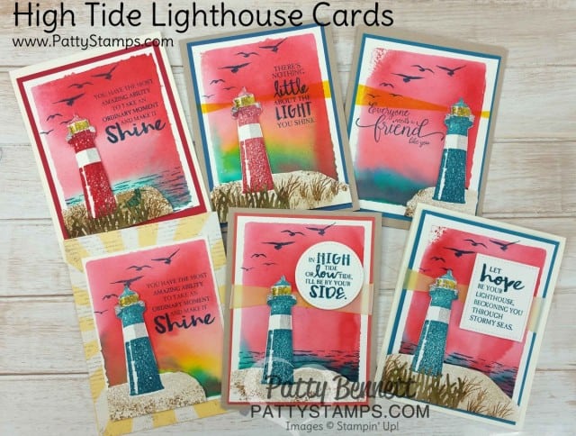 Stampin' UP! High Tide stamp set with lighthouse and watercolor background idea by Patty Bennett