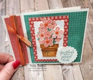Side Fold Basket of Blooms card featuring Stampin' UP! set with Small Blooms punch and Stampin' Blends markers, by Patty Bennett www.PattyStamps.com