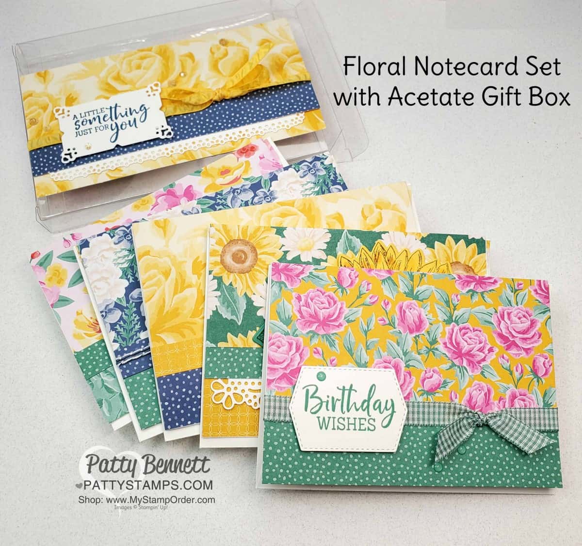 Flowers for Every Season Floral Gift Card set in an acetate box from Stampin' UP!, by Patty Bennett www.PattyStamps.com