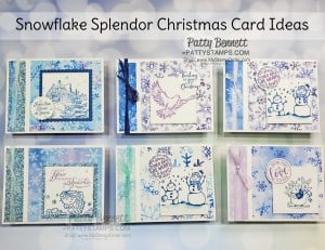 Snowflake Splendor designer paper card ideas featuring side fold idea. Stampin' UP! Christmas Card supplies www.PattyStamps.com
