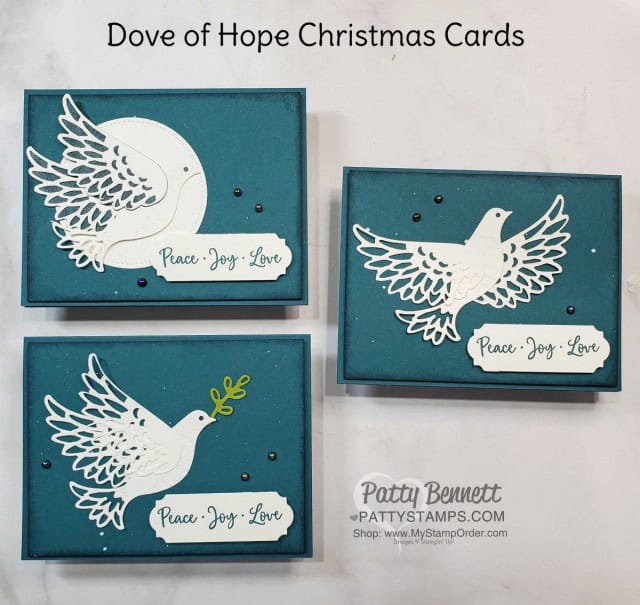 Simple Christmas Card idea featuring Stampin' Up! Dove of Hope bundle www.PattyStamps.com
