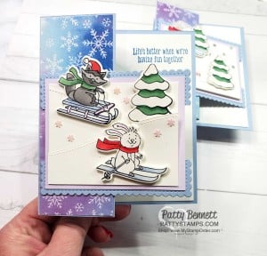 Freezin' Fun Bundle with Stampin' Up! perfect for coloring with Stampin' Blends Alcohol markers. Z Fold Christmas card idea. www.PattyStamps.com