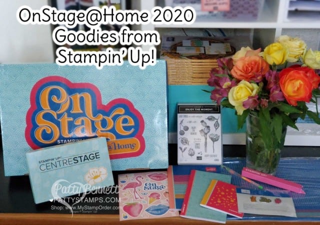 Stampin' UP! OnStage@Home 2020 Swag Box, ready for online stamping event! www.PattyStamps,com