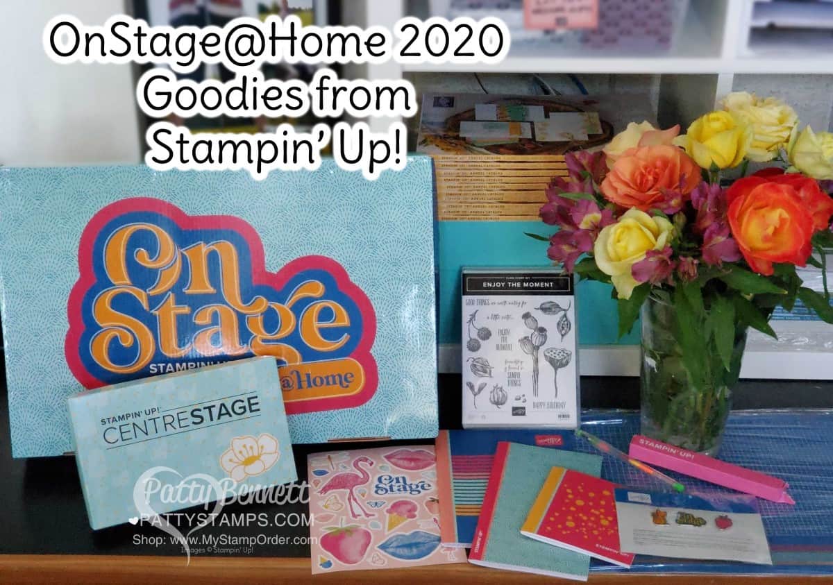 Stampin' UP! OnStage@Home 2020 Swag Box, ready for online stamping event! www.PattyStamps,com