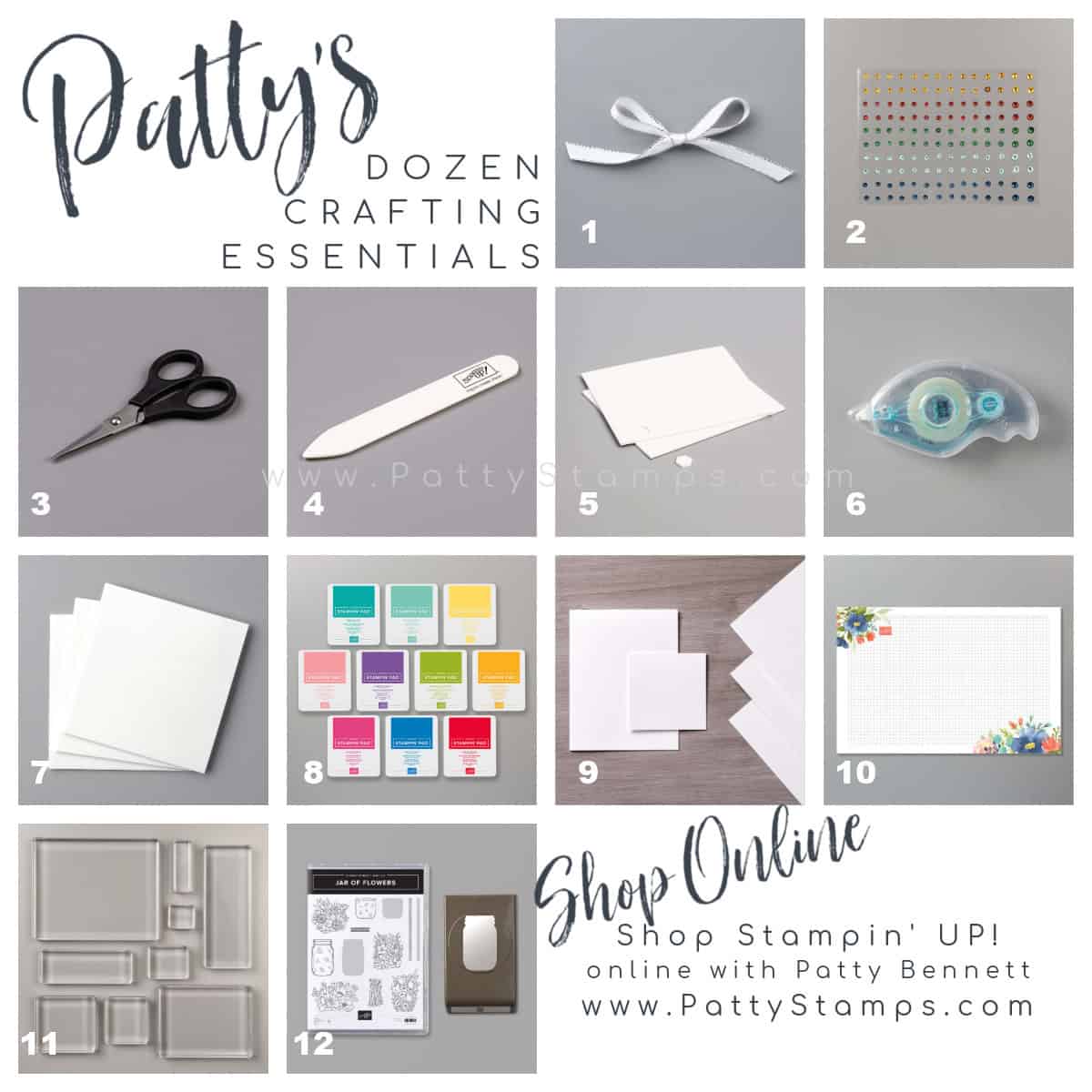 Patty's Dozen Crafting Essentials for card making and paper crafting projects from Stampin' Up! www.pattystamps.com