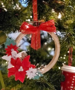 Handmade Christmas Tree Ornament featuring Felt die cut Poinsettias from Stampin Up! by Cindee