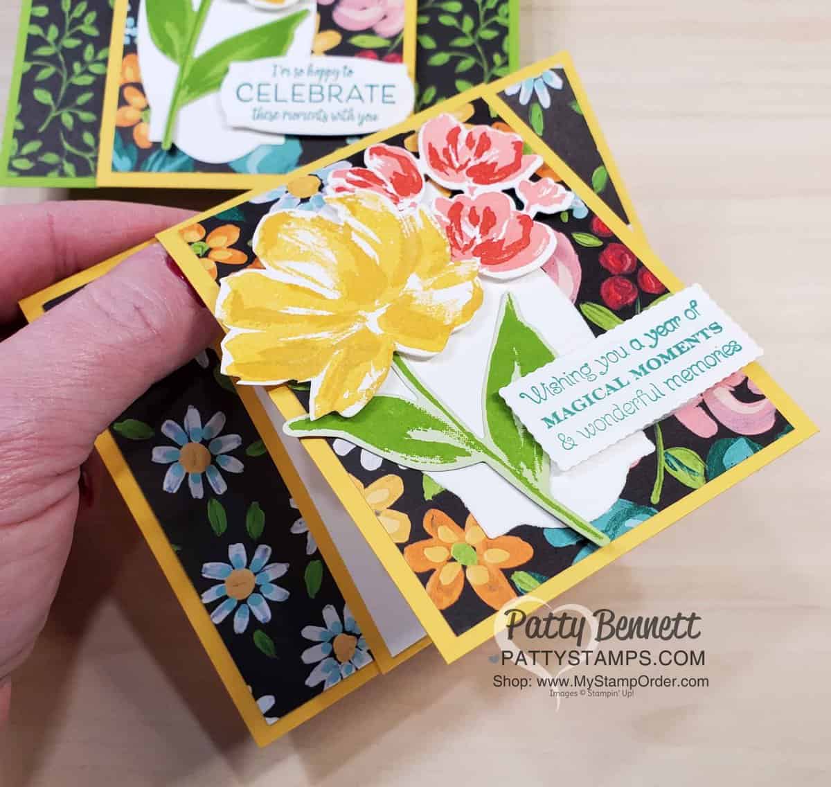 Card idea for Flower & Field Sale-a-Bration 2021 paper, featuring Art Gallery stamp set. www.PattyStamps.com