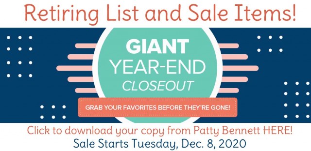 Stampin UP! 2020 Holiday Catalog retiring list and close out sale. www.PattyStamps.com