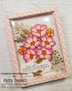Framed floral art featuring Stampin' UP! Many Layered Blooms dies, by Leticia