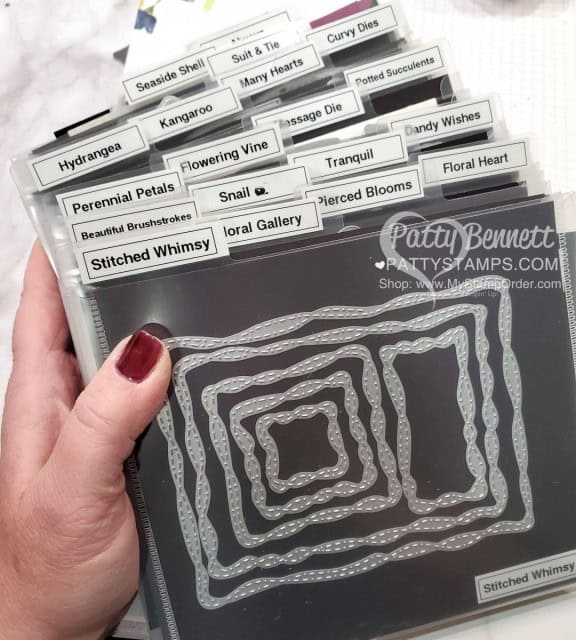 How I organize my new dies with each new Stampin' Up! catalog. 2021 Jan-June Mini catalog die storage and organization with Patty Bennett and magnet cards and pockets from Stamp-n-Storage.
