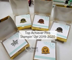 Pins for Stampin' UP! top achievers 2019-2020 for sales, leadership, and team building. www.PattyStamps.com Patty Bennett Top Achiever.