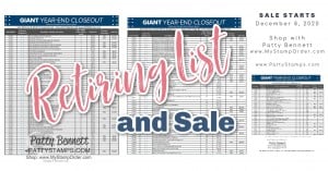 Stampin UP! 2020 Holiday Catalog retiring list and close out sale. www.PattyStamps.com