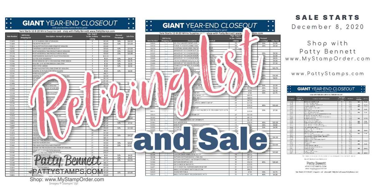 Stampin UP! 2020 Holiday Catalog retiring list and close out sale. www.PattyStamps.com