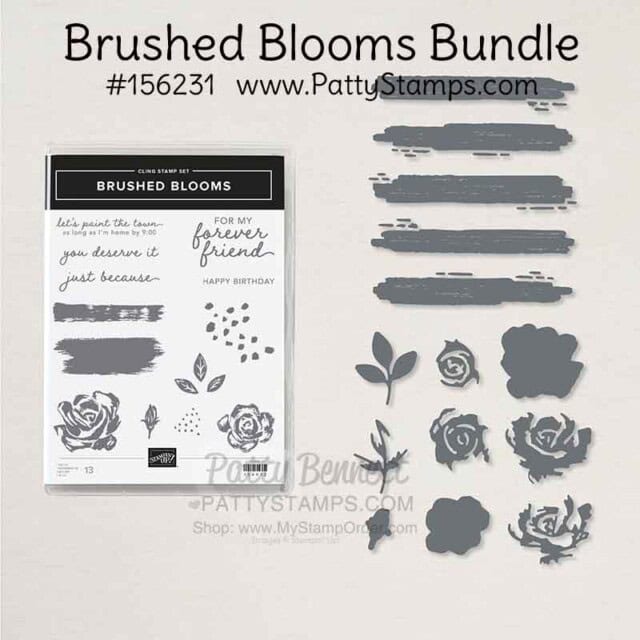 Brushed Blooms bundle - flower stamp set and dies Stampin' Up! #156231 www.pattystamps.com