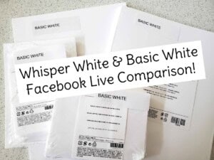 Comparing Stampin UP Whisper White and the NEW Basic White cardstock, envelopes, note cards and more! Replay of live video with Patty Bennett www.PattyStamps.com