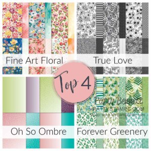 Top 4 choices in unofficial poll for favorite current Stampin Up! designer paper, www.PattyStamps.com