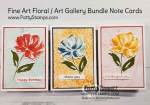 Simple Stampin' Up! note card featuring the Fine Art Floral Suite / Art Gallery bundle, by Patty Bennett www.PattyStamps.com
