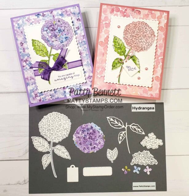 Stampin' Up! Hydrangea Haven bundle #156251 stamps and dies for cardmaking. www.PattyStamps.com