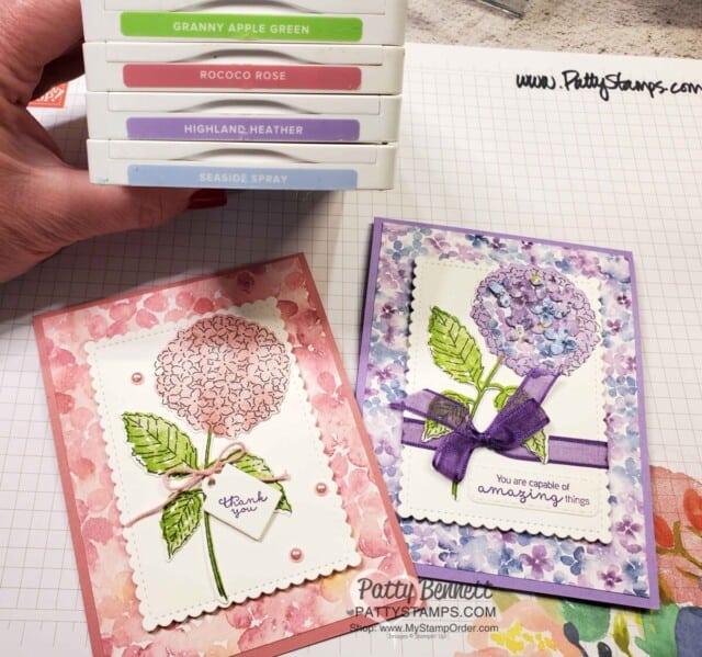 Color Combo for Stampin UP! Hydrangea Haven stamp set card ideas from Patty Bennett www.PattyStamps.com