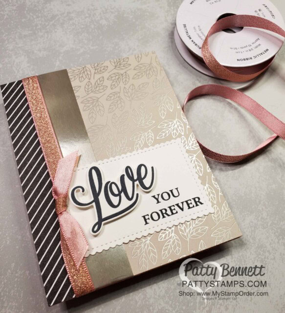 Love You Always specialty foil card idea featuring Stampin' Up! card making supplies, by Patty Bennett www.pattystamps.com