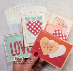 Sweet Little Valentines cards and more kit - 4 quick and easy Valentine Card ideas by Patty Bennett. kit #154287 www.PattyStamps.com