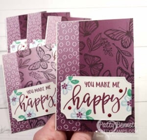 Floating & Fluttering Ombre butterfly note cards featuring Stampin' Up! Pretty Perennials stamp set. www.PattyStamps.com