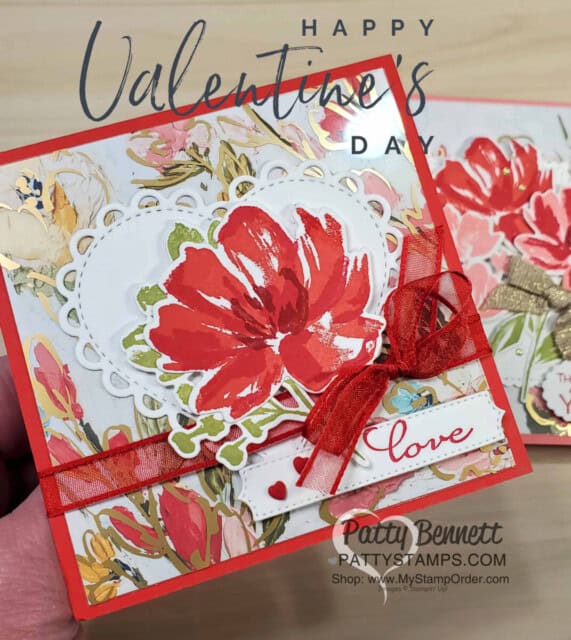 Art Gallery Bundle flower and Many Hearts Dies Valentine's Day Card idea by Patty Bennett
