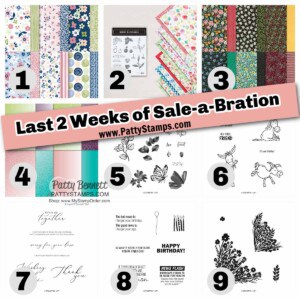 Sale-a-Bration Jan-Feb 2021 2 weeks left for free stamp and papercrafting gifts with Stampin' Up! purchase online www.PattyStamps.com