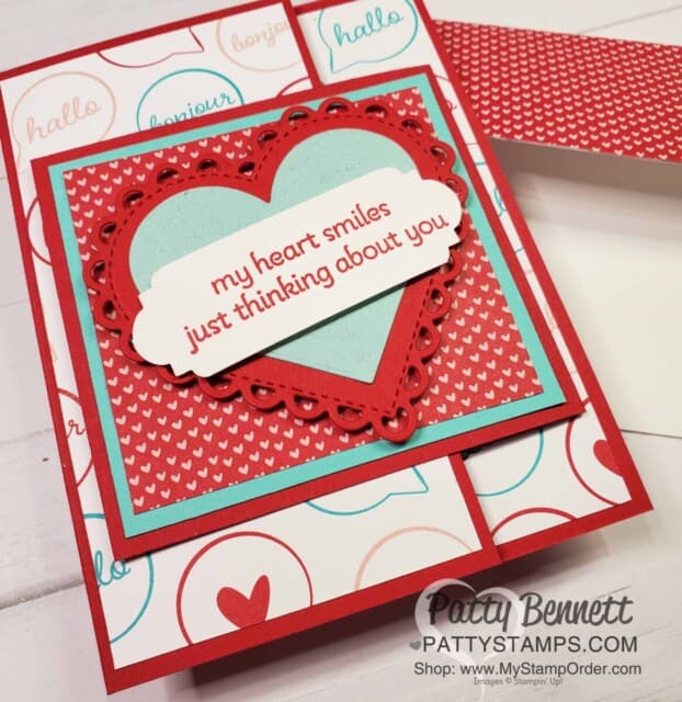 Many Hearts Dies from Stampin' Up! paired with Snail Mail paper and Treasured Tags punch. www.PattyStamps.com