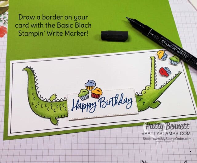 I felt there was a little too much white space on this card, so I used my Black Stampin' Write marker to draw a border!