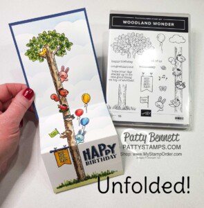 Woodland Wonders pull out card for Jason's birthday! Stamp and color tree and animal images with Stampin' Blends markers. Card by Patty Bennett www.PattyStamps.com