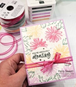 Card idea featuring Color & Contour stamp set, Polished Pink ribbon and 2021-2023 Stampin' Up! In Colors by Patty Bennett www.PattyStamps.com