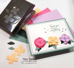 Card idea featuring Flowers & Leaves punch and 2021-2023 Stampin' Up! In Colors by Patty Bennett www.PattyStamps.com