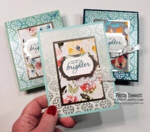 Golden Garden acetate overlay card ideas featuring Stampin' Up! Fine Art Floral designer paper by Patty Bennett www.PattyStamps.com