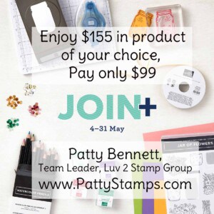 Stampin Up! Starter Kit new demonstrator special May 4-31, 2021. Enjoy $155 in product for only $99 and enjoy free shipping, too! www.PattyStamps.com