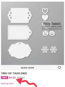 Stampin' Up! retiring Trio of Tags dies 150667 on sale www.PattyStamps.com