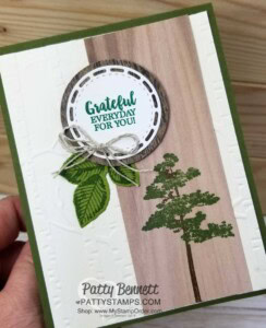 Woodland Embossing folder background with Rooted in Nature stamp set from Stampin' Up! Card Idea by Patty Bennett www.PattyStamps.com