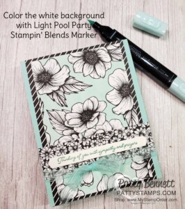 Stampin Blends marker background coloring technique with True Love Designer paper. Stampin' Up! card ideas by Patty Bennett www.PattyStamps.com