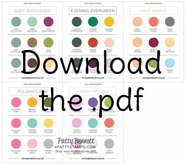 Download the .pdf file for Stampin' Up! 2021 2023 In Color Combo suggestions