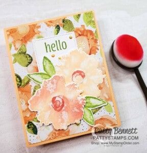 Expressions in Ink Suite from Stampin' UP! for floral cards with die cuts and faux alcohol ink backgrounds with ink blending direct to rubber, by Patty Bennett www.PattyStamps.com