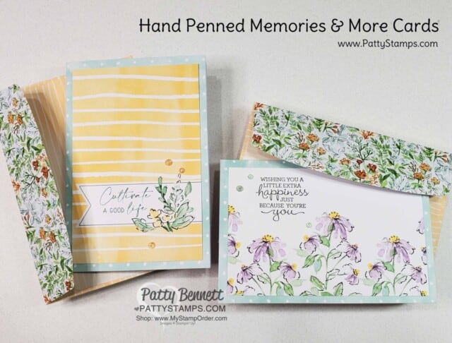 Super Simple cards with Memories & More cards and envelopes pack / Hand-Penned. Stampin UP card ideas by Patty Bennett