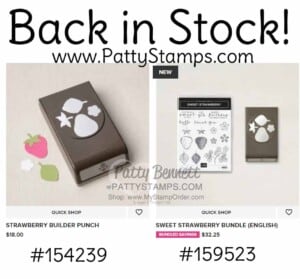 Strawberry Builder punch and Sweet Strawberry bundle from Stampin' Up!. www.PattyStamps.com
