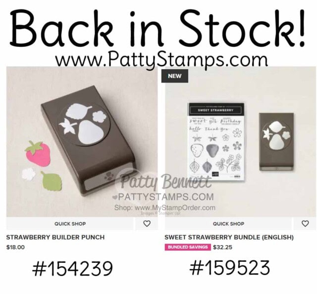 Strawberry Builder punch and Sweet Strawberry bundle from Stampin' Up!. www.PattyStamps.com