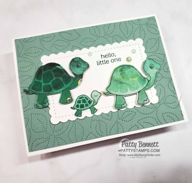 Baby Card Idea featuring Stampin' Up! Turtle Friends stamp set and punch. www.PattyStamps.com