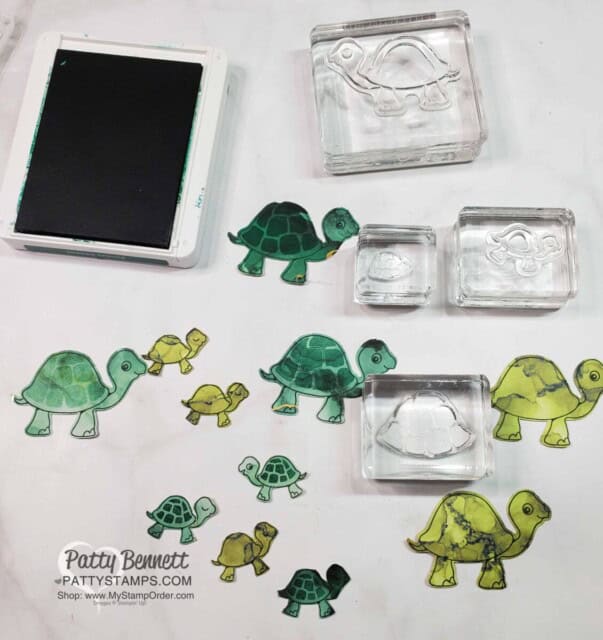 Stampin' Up! Turtle Friends stamp set and punch with Expressions in Ink designer paper. www.PattyStamps.com