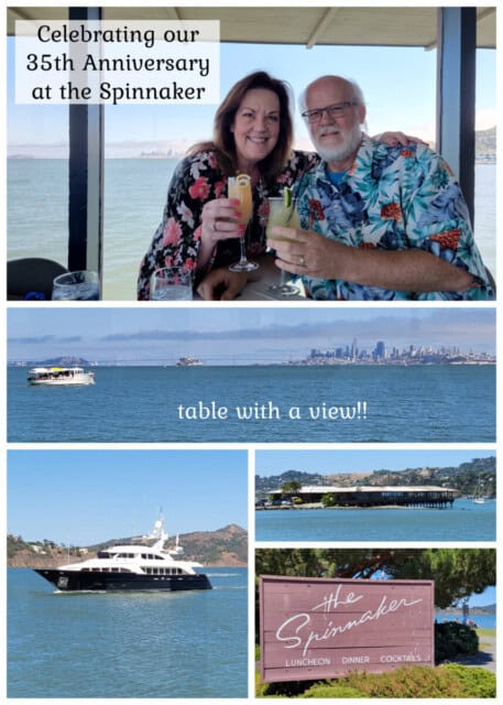 Celebrating our 35th wedding anniversary at the Spinnaker restaurant here in the San Francisco Bay Area, in Sausalito, CA.