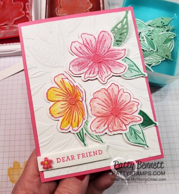 card idea featuring Art in Bloom bundle from Stampin' Up! featuring stamps, an embossing folder and coordinating dies. www.PattyStamps.com
