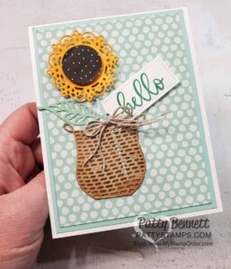 Seasonal Basket dies and Encircled in Beauty dies pair up for a sunflower card idea by Patty Bennett