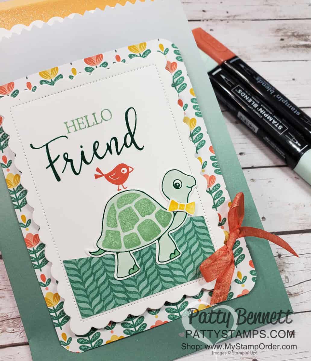 Turtle Friends stamp set and punch gift bag idea featuring Stampin' Up! Ombre Gift Bag and Sweet Symmetry designer paper! www.PattyStamps.com