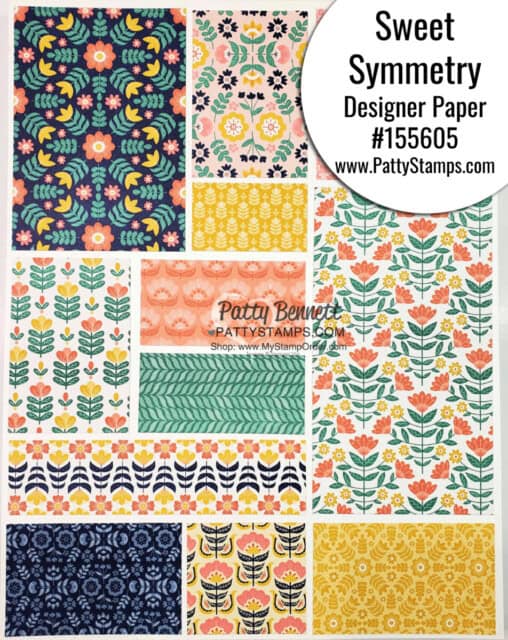 Sweet Symmetry designer paper from Stampin' Up! #155605 www.PattyStamps.com